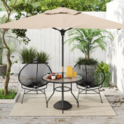 Wyld Haus Rekapa 100Cm Round Black Glass-Top Outdoor Dining Table With 40mm Parasol Hole - thumbnail 3
