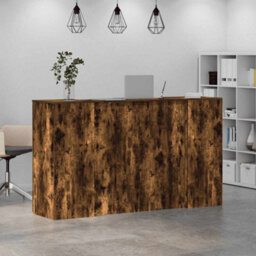 Berkfield Durable Reception Desk Smoked Oak 180X50X103.5 Cm Engineered Wood - thumbnail 4