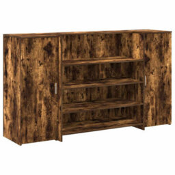 Berkfield Durable Reception Desk Smoked Oak 180X50X103.5 Cm Engineered Wood - thumbnail 1