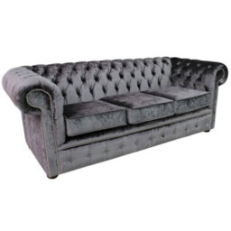 Chesterfield Handmade 3 Seater Sofa Settee Boutique Storm Black Velvet Fabric In Classic Style - thumbnail 2