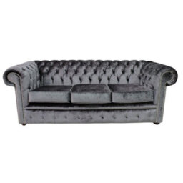 Chesterfield Handmade 3 Seater Sofa Settee Boutique Storm Black Velvet Fabric In Classic Style - thumbnail 1
