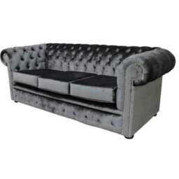 Chesterfield Handmade 3 Seater Sofa Settee Boutique Storm Black Velvet Fabric In Classic Style - thumbnail 3