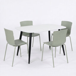 Core Products Aspen White 120Cm Rectangular Table And 4 Bali Sage Green Moulded Plastic Chairs - thumbnail 2
