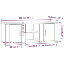 Berkfield Tv Cabinet Sonoma Oak 100X31.5X35 Cm Engineered Wood - thumbnail 9