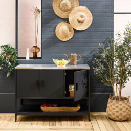 Sweeek - Outdoor Kitchen In Black Steel, 3 Doors, 1 Shelf L120Cm - Naxos - thumbnail 4