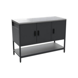 Sweeek - Outdoor Kitchen In Black Steel, 3 Doors, 1 Shelf L120Cm - Naxos - thumbnail 2