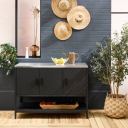 Sweeek - Outdoor Kitchen In Black Steel, 3 Doors, 1 Shelf L120Cm - Naxos - thumbnail 3