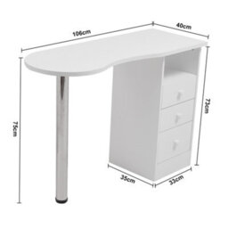 Living And Home Professional Manicure Table Nail Technician Beauty Salon Tech Station Nail Table Storage Desk With 3 Storage Drawer - thumbnail 6