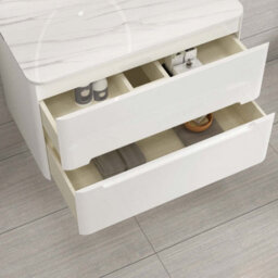 Royal Bathrooms Venice 800mm Gloss White Wall Mounted Bathroom Countertop Vanity Unit 2 Drawer With Qubix Basin - thumbnail 5