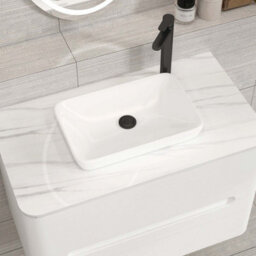 Royal Bathrooms Venice 800mm Gloss White Wall Mounted Bathroom Countertop Vanity Unit 2 Drawer With Qubix Basin - thumbnail 6