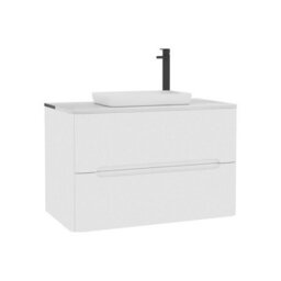 Royal Bathrooms Venice 800mm Gloss White Wall Mounted Bathroom Countertop Vanity Unit 2 Drawer With Qubix Basin - thumbnail 7