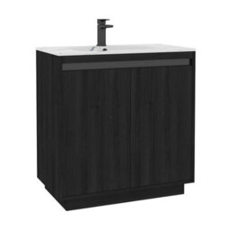 Royal Bathrooms Orion 800mm Floor Standing Vanity Unit 2 Drawer Hale Black With Carrara White Basin & Brushed Brass Accent Trim - thumbnail 8