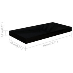 Berkfield Floating Wall Shelves 4 Pcs High Gloss Black 50X23X3.8 Cm Mdf - thumbnail 8