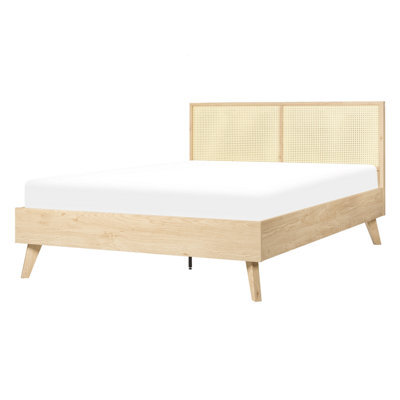 Beliani Bed Rattan Monpazier 140 X 200 Cm (Eu Double) Light Brown - image 1
