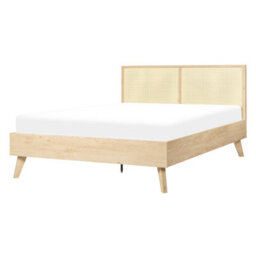 Beliani Bed Rattan Monpazier 140 X 200 Cm (Eu Double) Light Brown - thumbnail 1