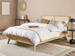 Beliani Bed Rattan Monpazier 140 X 200 Cm (Eu Double) Light Brown - thumbnail 2