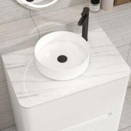 Royal Bathrooms Venice 700mm Gloss White Freestanding Vanity Unit 2 Drawer With Carrara White Undrilled Worktop & Without Basin - thumbnail 6
