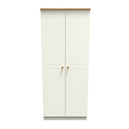 Lancaster 2 Door Wardrobe In Cream & Oak (Ready Assembled)