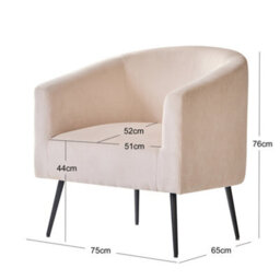 Nordlys Metal And  Corduroy Beige Lounge Chair Modern Design Style Living Room - thumbnail 6