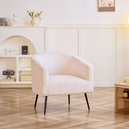 Nordlys Metal And  Corduroy Beige Lounge Chair Modern Design Style Living Room - thumbnail 3