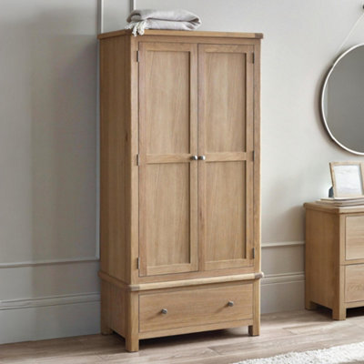 Julian Bowen Memphis Limed Oak 2 Door 1 Drawer Wardrobe - image 1