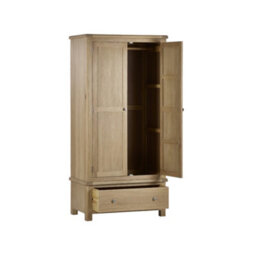 Julian Bowen Memphis Limed Oak 2 Door 1 Drawer Wardrobe - thumbnail 4