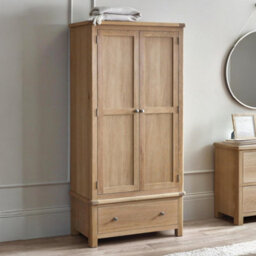 Julian Bowen Memphis Limed Oak 2 Door 1 Drawer Wardrobe