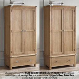 Julian Bowen Memphis Limed Oak 2 Door 1 Drawer Wardrobe - thumbnail 9