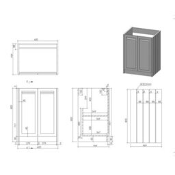 Royal Bathrooms Royal Bathroom Elmore 600mm Matt Green Freestanding Countertop Bathroom Vanity Unit 2 Door Plain White Worktop With Elena Basin - thumbnail 8