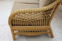 Garden Market Place Gardenmarketplace Portofino Cane Conservatory Furniture 3 Piece Suite - 2 Chairs And A Sofa- Coffee Colour Fabric - thumbnail 6
