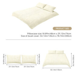 Living And Home Off-White Rabbit Fur Plush Three-Piece Single Bed Bedding Set - thumbnail 9