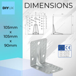 SS8 Angle Bracket Size: 70X70X55X2.5mm ( Pack Of: 20 ) Heavy Duty Galvanised Steel Metal Corner Braces For Joining, Bracing - thumbnail 7