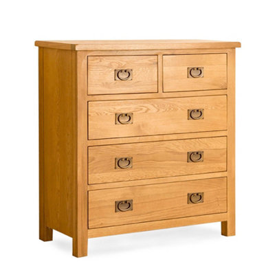 Lanner Oak 2 Over 3 Chest Of Drawers - Fully Assembled By Roseland Furniture - image 1