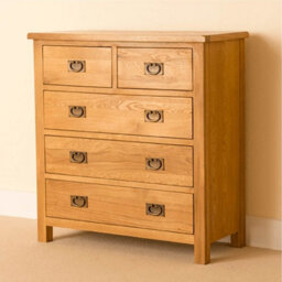 Lanner Oak 2 Over 3 Chest Of Drawers - Fully Assembled By Roseland Furniture - thumbnail 3