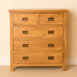 Lanner Oak 2 Over 3 Chest Of Drawers - Fully Assembled By Roseland Furniture - thumbnail 2