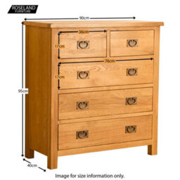 Lanner Oak 2 Over 3 Chest Of Drawers - Fully Assembled By Roseland Furniture - thumbnail 5