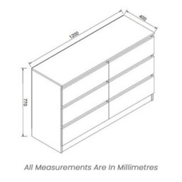 White Gloss Deep Drawer Chest Of Drawers (6 Drawers) - thumbnail 4