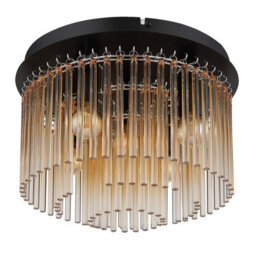 Luminosa Lighting Luminosa Gorley Ceiling Light Matt Black Amber Glass Shade 5X E14 - thumbnail 2