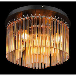 Luminosa Lighting Luminosa Gorley Ceiling Light Matt Black Amber Glass Shade 5X E14 - thumbnail 3