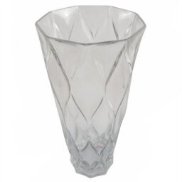 Leaf Glass Vase Clear Chunky Ridged Glass Vase 35Cm Botanik - thumbnail 4