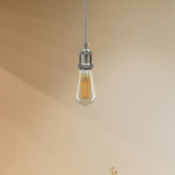 1M Black & White Twisted Cable Pendant  E27 Base With Satin Nickel Lamp Holder - thumbnail 5