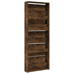Vidaxl Shoe Cabinet With Mirror 5-Layer Smoked Oak 63X17X169.5 Cm - thumbnail 9