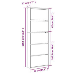 Vidaxl Shoe Cabinet With Mirror 5-Layer Smoked Oak 63X17X169.5 Cm - thumbnail 3