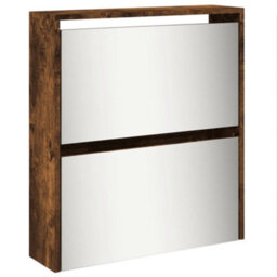Vidaxl Shoe Cabinet With Mirror 5-Layer Smoked Oak 63X17X169.5 Cm - thumbnail 7