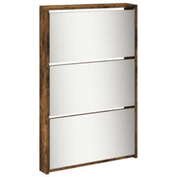 Vidaxl Shoe Cabinet With Mirror 5-Layer Smoked Oak 63X17X169.5 Cm - thumbnail 6