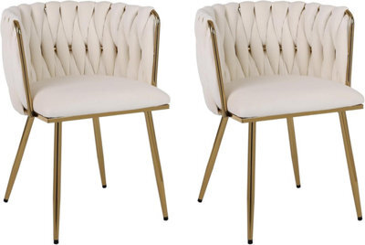 Hygrad Built to Survive Set Of 2 Velvet Dining Chairs Luxury Gold Legs Padded Velvet Dining Office Chair - image 1