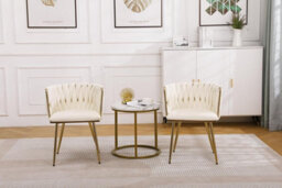 Hygrad Built to Survive Set Of 2 Velvet Dining Chairs Luxury Gold Legs Padded Velvet Dining Office Chair - thumbnail 2