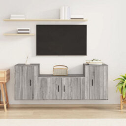Berkfield 3 Piece Tv Cabinet Set Grey Sonoma Engineered Wood - thumbnail 1