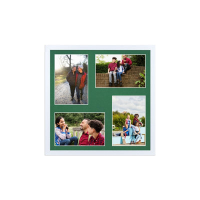 AK Frames 12X12 White Sleek Multi Photo Frame With Emerald Mount - Holds 4 Apertures (4X) 6X4 Photos - image 1