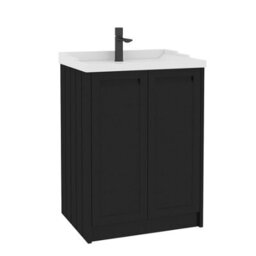 Royal Bathrooms Elmore 600mm Floor Standing 2 Door Bathroom Vanity Unit With Traditional Ceramic Basin Sink - Matt Nocturne Black - thumbnail 6